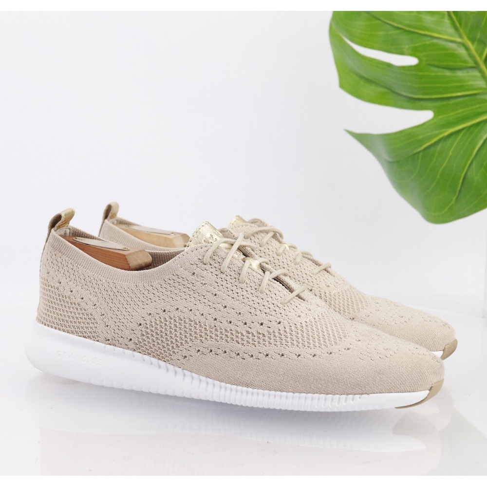 Cole Haan Womens 2.Zerogrand Oxford Shoes Size 11 Tan Knit Wingtip Sneaker Comfy